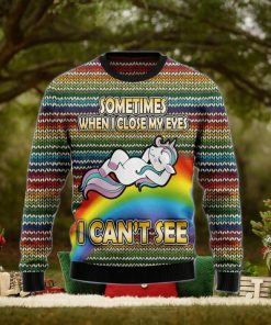 Funny Unicorn Sometimes When I Close My Eyes Ugly Christmas Sweater Gift Men Women