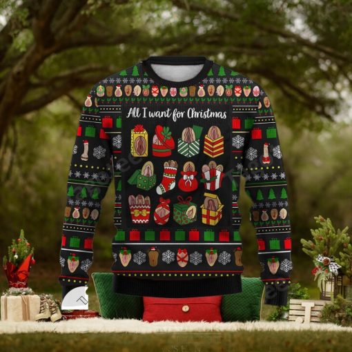 Funny Vagina All I Want For Christmas Ugly Christmas Sweater