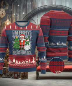 Funny Weed Xmas Ugly Christmas Sweater Merry Kushmas Naughty Santa Snowman Cannabis