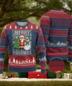 Funny Weed Xmas Ugly Christmas Sweater Merry Kushmas Naughty Santa Snowman Cannabis