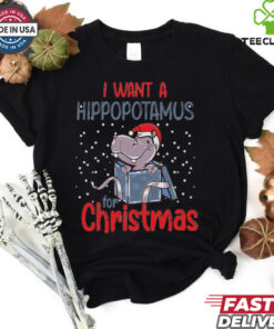 Funny X Mas Party I Want A Hippopotamus For Christmas shirt