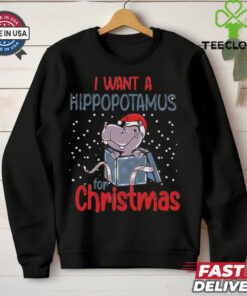 Funny X Mas Party I Want A Hippopotamus For Christmas shirt