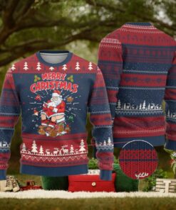 Funny Xmas Bad Santa Ugly Christmas Sweater Santa Pooping Down The Chimney