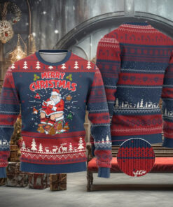 Funny Xmas Bad Santa Ugly Christmas Sweater Santa Pooping Down The Chimney