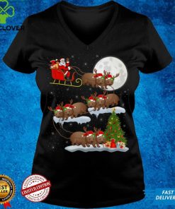 Funny Xmas Lighting Tree Santa Riding Wombat Christmas T Shirt