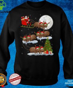 Funny Xmas Lighting Tree Santa Riding Wombat Christmas T Shirt