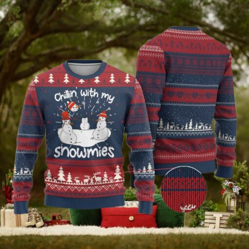Funny Xmas Ugly Christmas Sweater Chillin With My Snowmies Funny Snowman Friendship