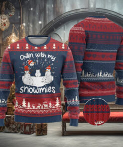 Funny Xmas Ugly Christmas Sweater Chillin With My Snowmies Funny Snowman Friendship