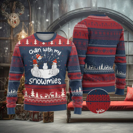 Funny Xmas Ugly Christmas Sweater Chillin With My Snowmies Funny Snowman Friendship