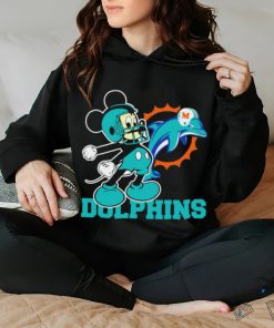 Funny mickey Mouse cartoon NFL Miami Dolphins football player helmet logo shirt