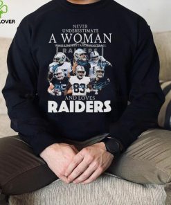 Funny never underestimate a woman who understands football and loves Oakland Raiders signatures 2022 hoodie, sweater, longsleeve, shirt v-neck, t-shirt