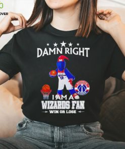 G Wiz mascot damn right I am a Wizards fan win or lose hoodie, sweater, longsleeve, shirt v-neck, t-shirt