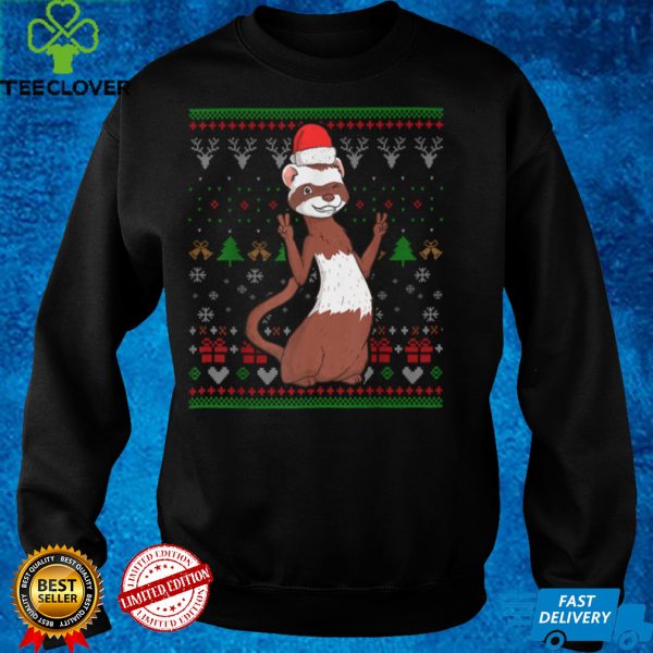 Ferret Santa Claus Ugly Christmas Pattern X Mas Cute Holiday T Shirt