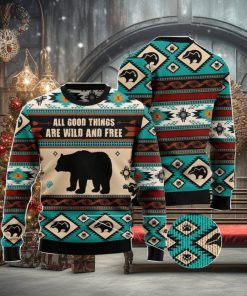 Bear Wild And Free Christmas Gift Ugly Christmas Sweater Xmas Holiday