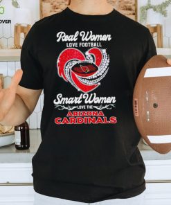 Real women love football smart women love the Arizona Cardinals football heart logo shirt