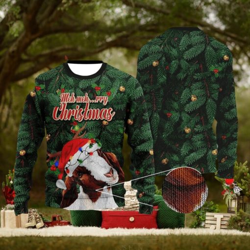 GOAT AND XMAS LEAVES GIFT FOR CHRISTMAS UGLY CHRISTMAS SWEATER