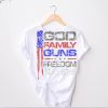 GOD, FAMILY, GUNS, FREEDOM Conservative American Flag Shirt