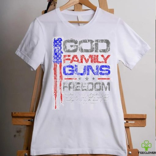 GOD, FAMILY, GUNS, FREEDOM Conservative American Flag Shirt