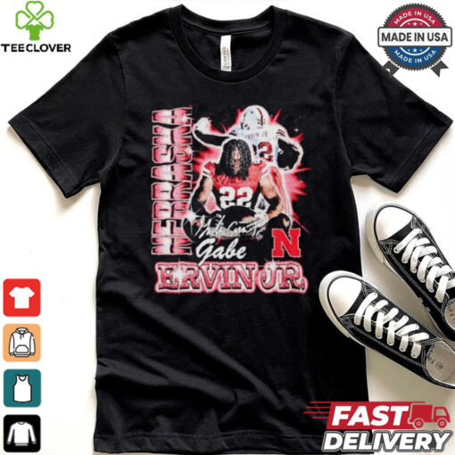 Gabe Ervin Jr Nebraska Cornhuskers signature retro graphic T shirt