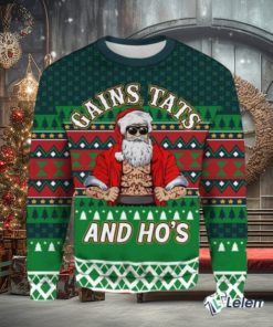 Gains Tats And Hos Gym Ugly Christmas Sweater