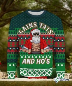 Gains Tats And Hos Gym Ugly Christmas Sweater