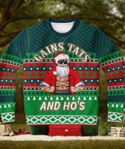 Gains Tats And Ho’s Tattoo Gym Ugly Christmas Sweater 3D Gift For Men And Women