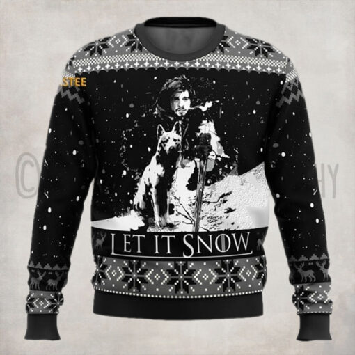 Game Of Thrones Jon Snow Let It Snow With Dog Ugly Christmas Holiday Sweater