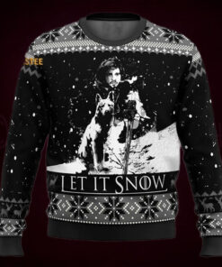 Game Of Thrones Jon Snow Let It Snow With Dog Ugly Christmas Holiday Sweater