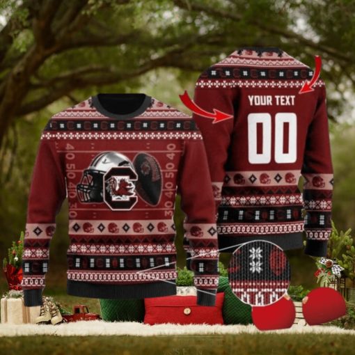 Gamecocks Custom Name & Number Personalized Knitted Ugly Christmas Sweater