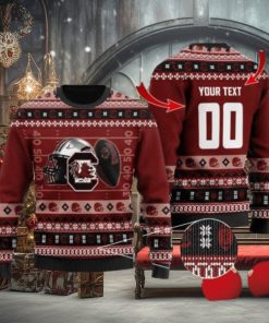 Gamecocks Custom Name & Number Personalized Knitted Ugly Christmas Sweater
