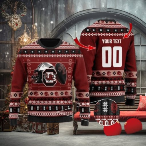 Gamecocks Custom Name & Number Personalized Knitted Ugly Christmas Sweater