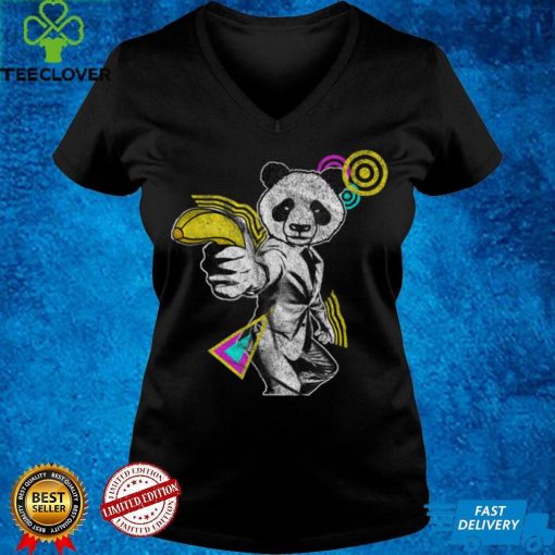 Gaming Panda Banana Video Game Panda Bear 80s Retro Art T Shirt