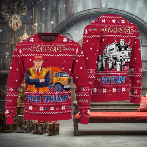 Garbage For Trump 2024 Patriotic Christmas Ugly Sweater
