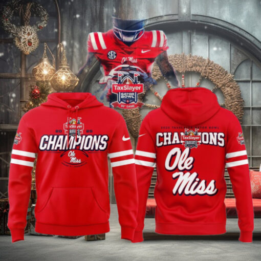 Gator Bowl Champions 2025 Ole Miss Football Limited Red Hoodie