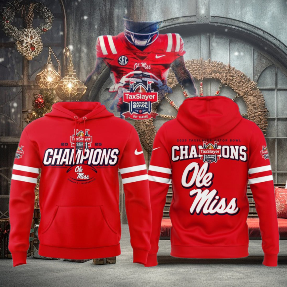Gator Bowl Champions 2025 Ole Miss Football Limited Red Hoodie Gator Bowl Champions 2025 Ole Miss Football Limited Red Hoodie