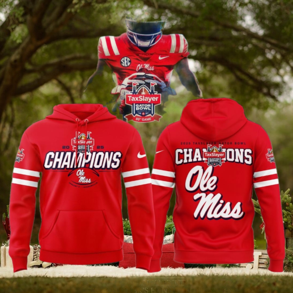 Gator Bowl Champions 2025 Ole Miss Football Limited Red Hoodie Gator Bowl Champions 2025 Ole Miss Football Limited Red Hoodie