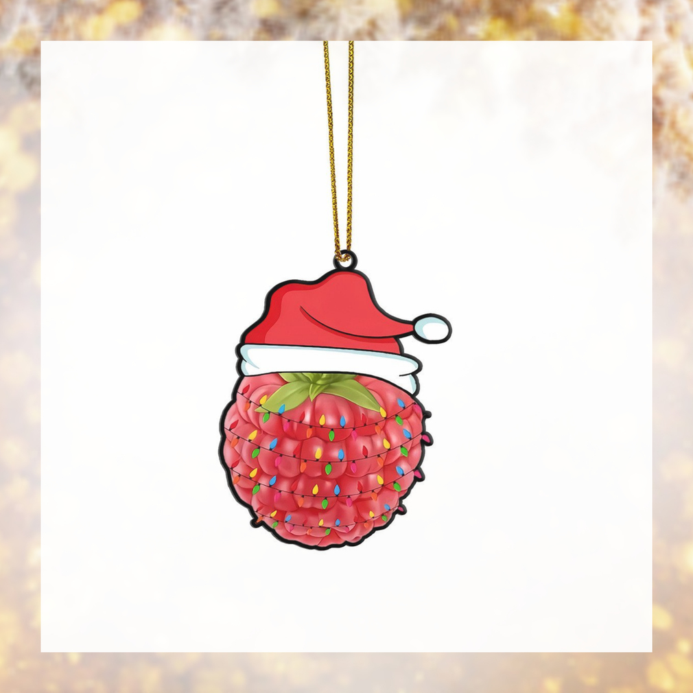 Gearhumans 3D Christmas Santa Hat Raspberry Fruit Christmas Custom Ornament