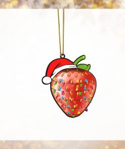 Gearhumans 3D Christmas Santa Hat Strawberry Fruit Christmas Custom Ornament