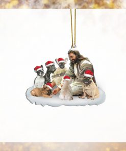 Gearhumans 3D Jesus Surrounded By French Bulldogs Christmas Custom Ornament