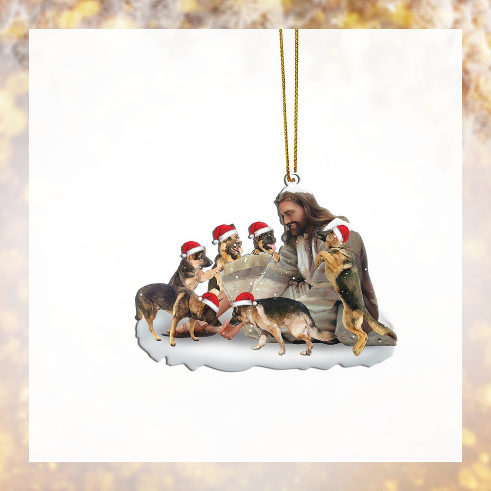 Gearhumans 3D Jesus Surrounded By German Shepherd Dogs Christmas Ornament