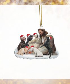 Gearhumans 3D Jesus Surrounded By Labrador Dogs Christmas Custom Ornament