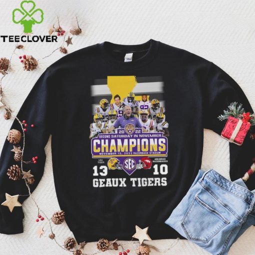 Geaux Tigers LSU Tigers 2022 Second Saturday In November Champions Score Shirt