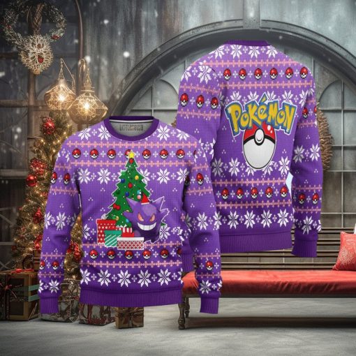 Gengar Pokemon Ugly Christmas Sweater 3D Gift For Big Fans