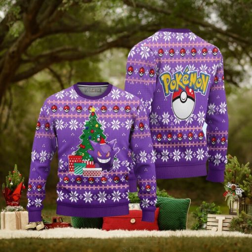 Gengar Pokemon Ugly Christmas Sweater 3D Gift For Big Fans