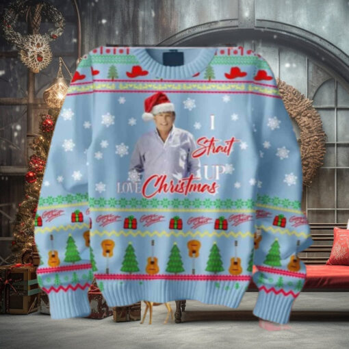 George Strait I Strait Up Love Chirstmas Gifts 2024 Xmas For Family And Friends Ugly Sweater