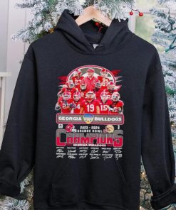 Georgia Bulldogs 2023 2024 Orange Bowl Champions 63 3 signatures shirt