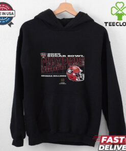 Georgia Bulldogs 2025 Sugar Bowl Champions T-shirt, College Football Playoff Quarterfinal vintage style with helmet design, unisex fit, Georgia football fan gear, Sugar Bowl championship shirt.