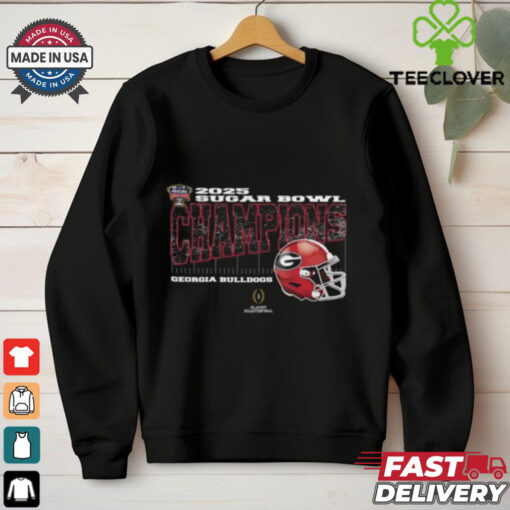 Georgia Bulldogs 2025 Sugar Bowl Champions College Football Playoff Quarterfinal Vintage Style With Helmet Unisex T Shirt