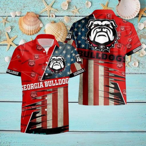 Georgia Bulldogs American 3D All Over Print Flag Hawaiian Shirt For Men And Women Gift Beach Holiday