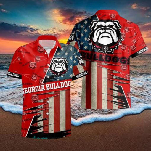 Georgia Bulldogs American 3D All Over Print Flag Hawaiian Shirt For Men And Women Gift Beach Holiday